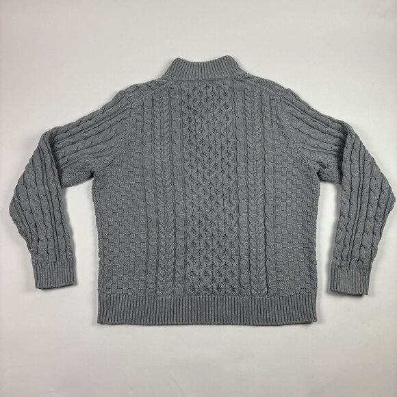 LL Bean Fisherman Sweater Mens L Gray Chunky Cable Knit Heritage - Picture 4 of 8